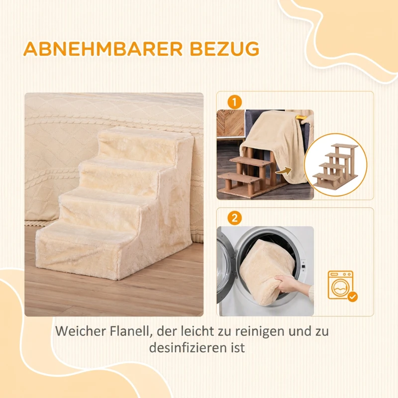 PawHut Pet Steps 4 Steps Beige 60 x 35 x 44 cm