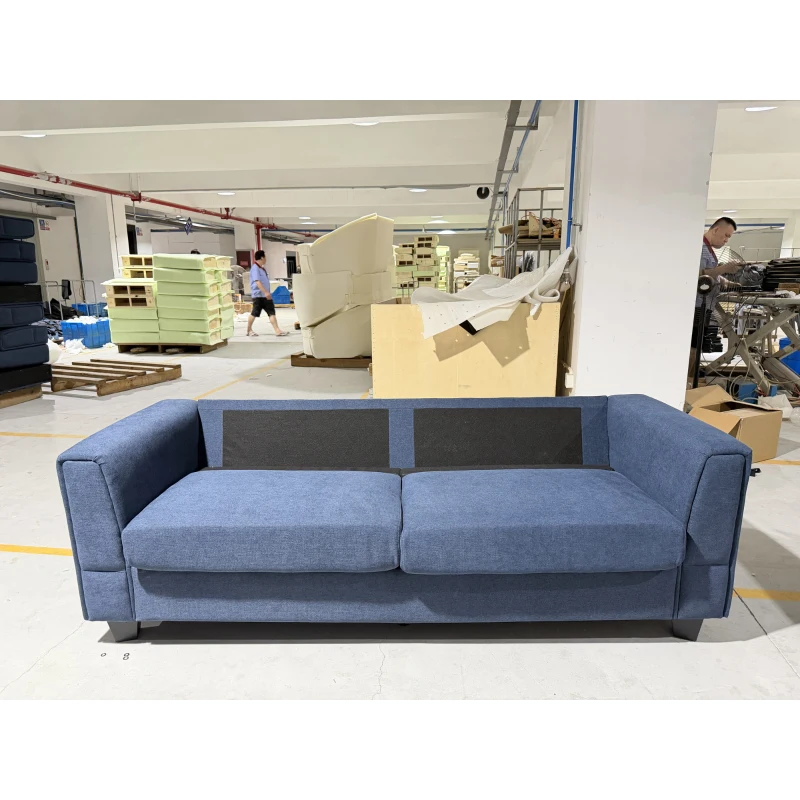 HOMCOM 3 Seater Sofa, Linen Upholstered Sofa Couch with Spring Cushions, Thick Padding, Wide Padded Armrests, Dark Blue