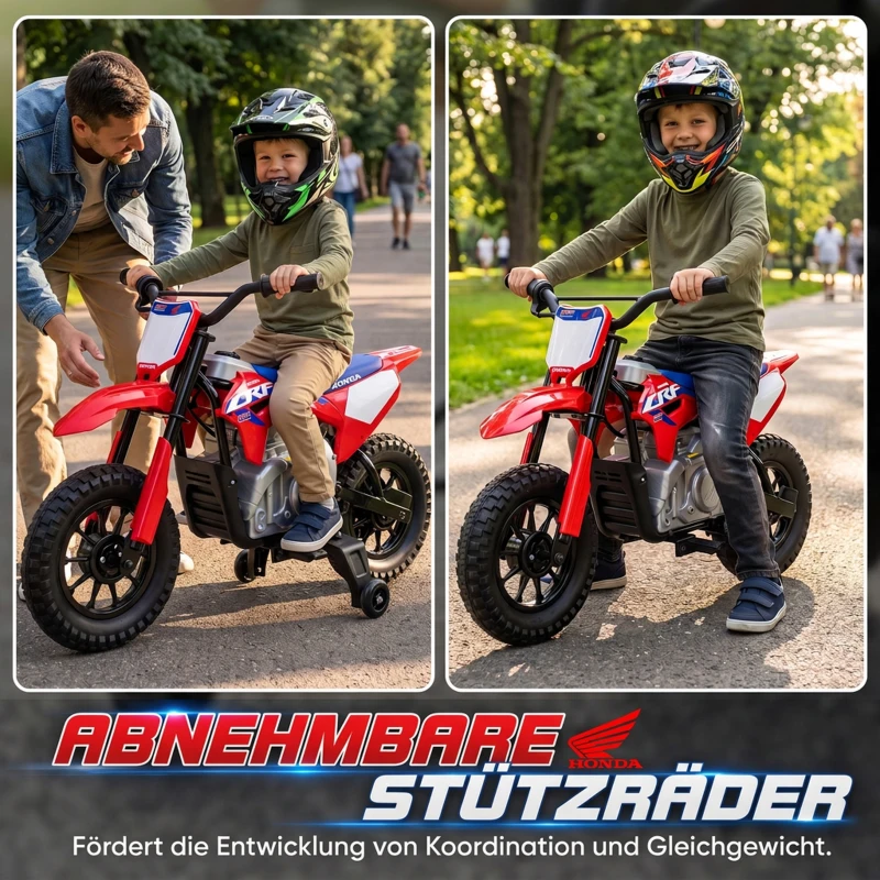 AIYAPLAY Elektro Motorrad Kinder HONDA CRF 450R 12V Kinder Motocross mit 35W Motor Lithium Akku Hinterradfederung 12 Zoll Rädern