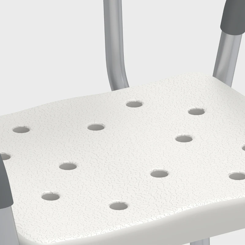 HOMCOM Tabouret de Douche Réglable en Hauteur à 5 Niveaux, Chaise de Douche, Accoudoirs Rembourrés et Coussin Amovible, Gris