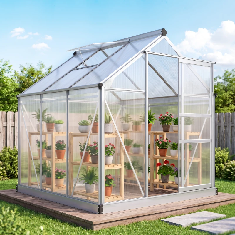 Outsunny 6 x 6ft Polycarbonate Greenhouse - Clear