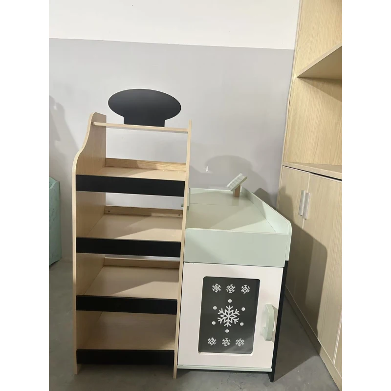 AIYAPLAY Loja Infantil em Madeira, Caixa Registradora, Alimentos de Brinquedo, Quadro Negro e 44 Acessórios, para 3 a 6 anos