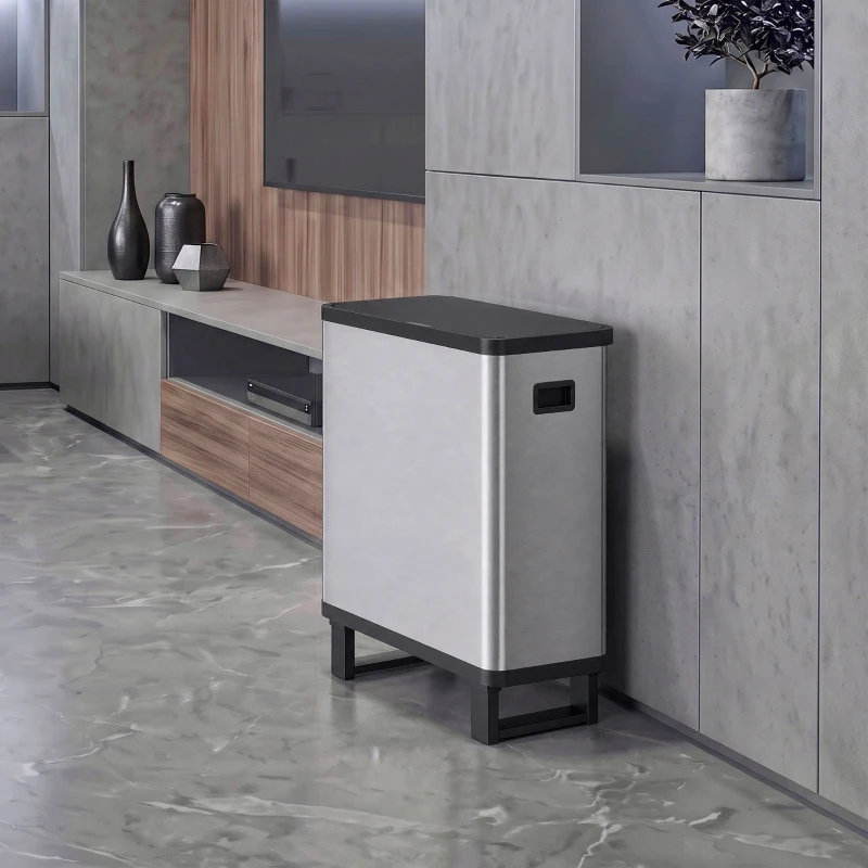HOMCOM Papelera Automática con Sensor 54L 3 Compartimentos Acero Inoxidable Plata