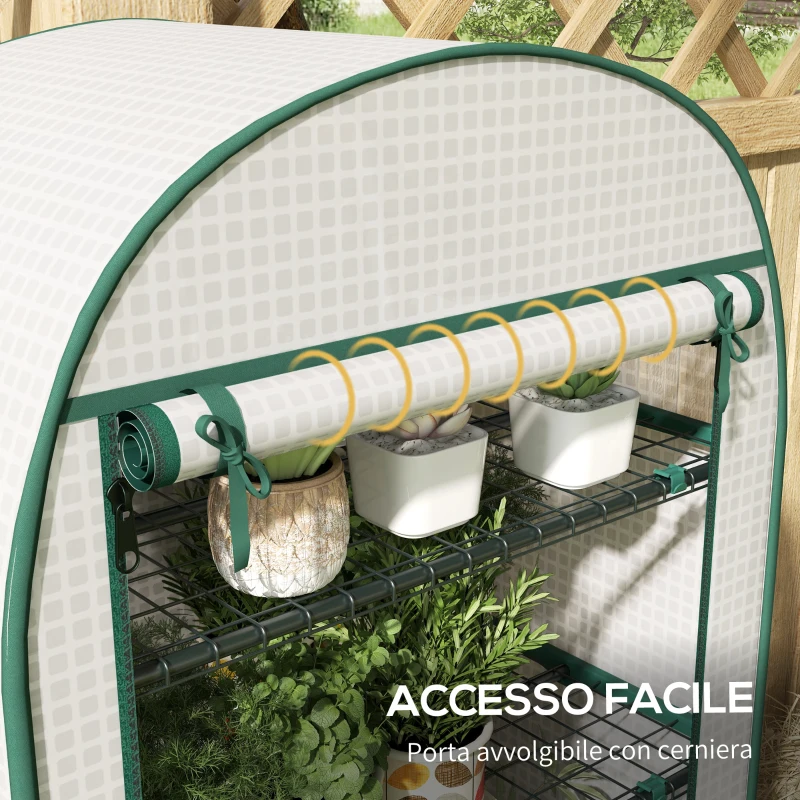 Outsunny Serra da Giardino Verticale con 4 Ripiani in Metallo e Copertura in PE, 80x49x160 cm, Bianco