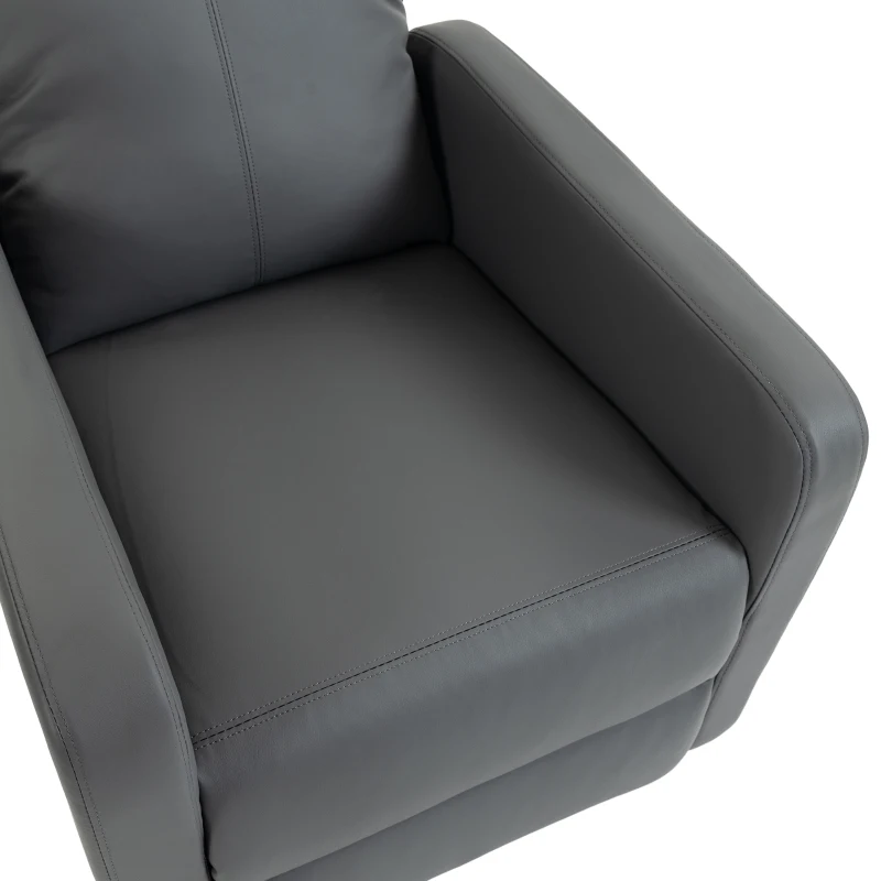 HOMCOM Relaxfauteuil met push-back ligfunctie en voetensteun, tv-fauteuil van PU-leer, grijs