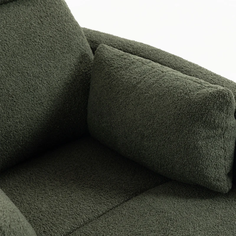 HOMCOM Sta-op-stoel met massage en warmte, elektrische relaxstoel van teddyfleece voor senioren, donkergroen