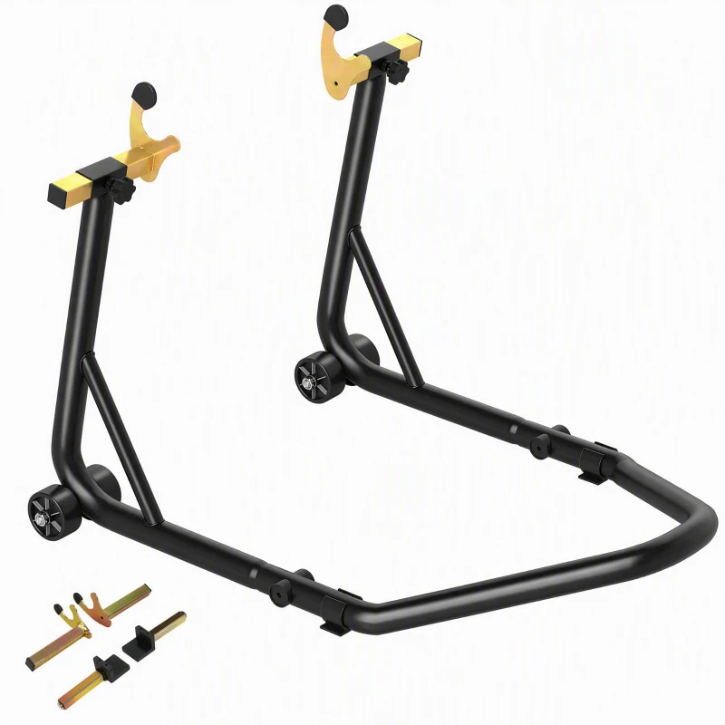 HOMCOM Cavalet Elevant Universal Suport Roată Spate Moto din Oțel Robust Capacitate 544 kg cu Furci U și L Reglabile