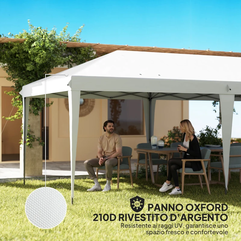 Outsunny Gazebo da Giardino Pop-up 6x3 m Pieghevole, Tendone per Feste con Sacca di Trasporto, Bianco
