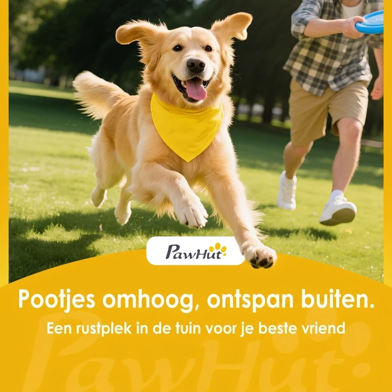 PawHut Hondenhok voor buiten - Inclusief veranda - Weerbestendig - 124 cm x 112 cm x 105 cm - Grijs + Wit(m-8)