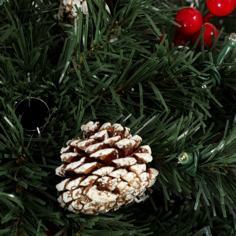 HOMCOM 4ft Pre-Lit Slim Artificial Christmas Tree Set of 2, with 100 Dual-Colour LED Lights, 140 Frosted Branch Tips