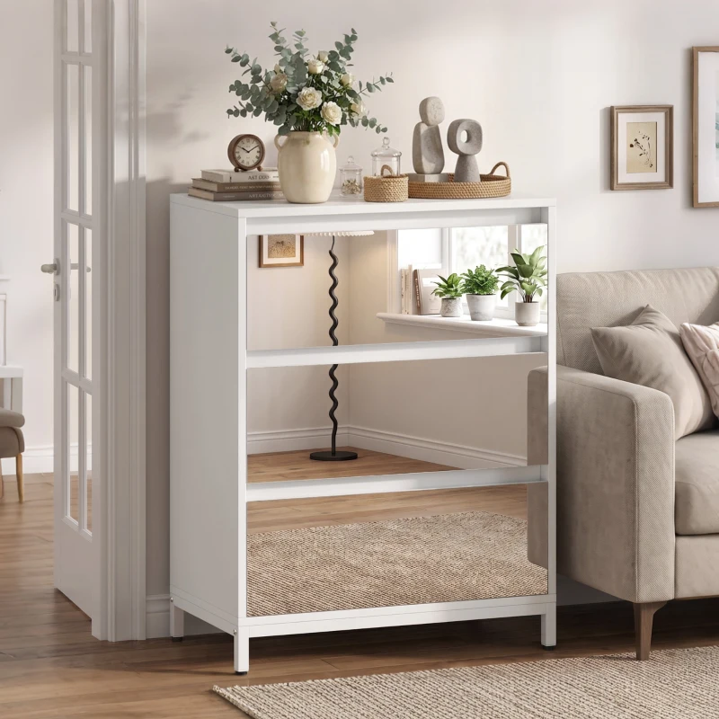 HOMCOM Commode miroir moderne à 3 tiroirs, 60x35x80 cm, Blanche