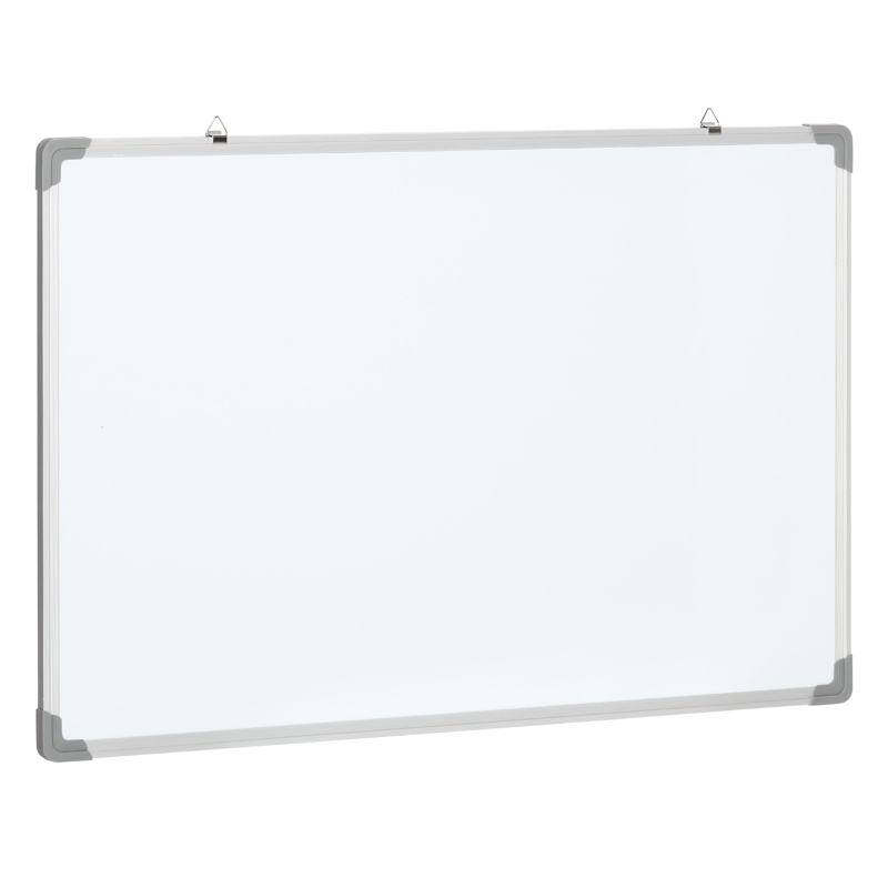 HOMCOM Whiteboard, magnetisch bord, notitiebord, inclusief accessoires, 4 stiften, 1 spons, 10 magneten, wit + zilver