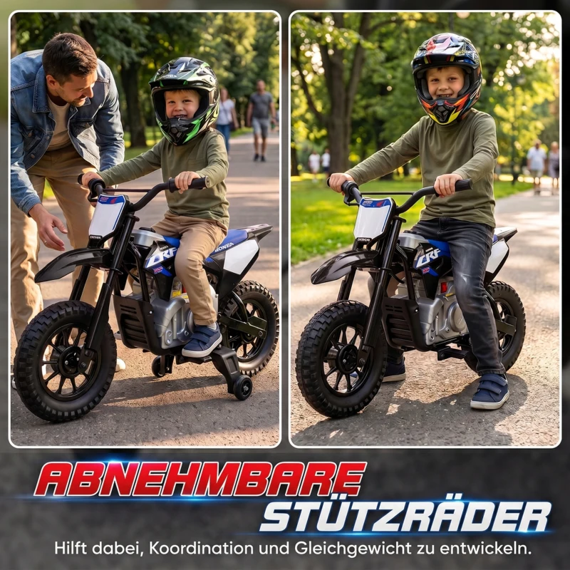 AIYAPLAY Elektro Motorrad Kinder HONDA CRF 450R 12V Kinder Motocross mit 35W Motor Lithium Akku Hinterradfederung 12 Zoll Rädern