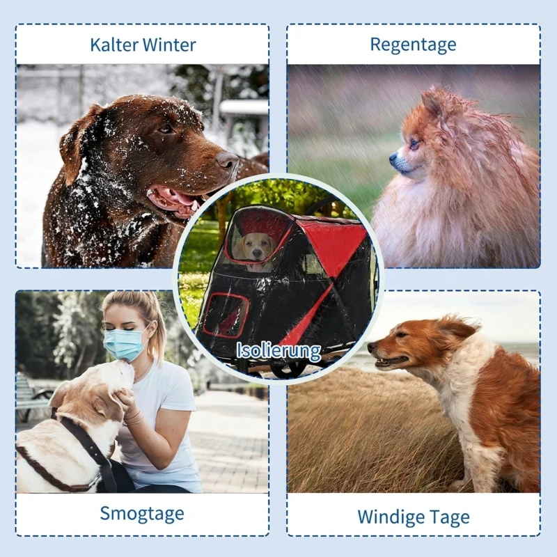 PawHut Regenhoes voor hondenbuggy met achteringang en klittenbandsluiting