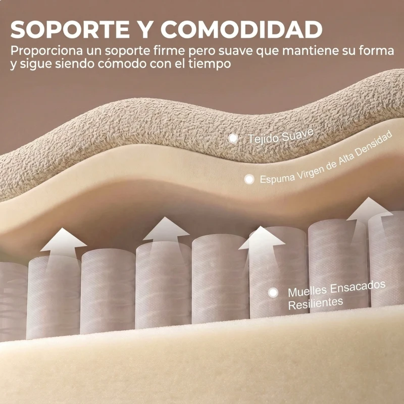 HOMCOM Sofá de 3 Plazas de Chenilla 233 cm Asiento Amplio y Profundo Reposabrazos Anchos Sin Montaje Beige
