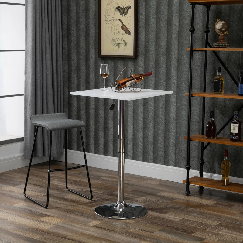 HOMCOM Höhenverstellbarer Bartisch, 360° drehbar, kratzfeste Füße, stabile Metallbasis, Weiß