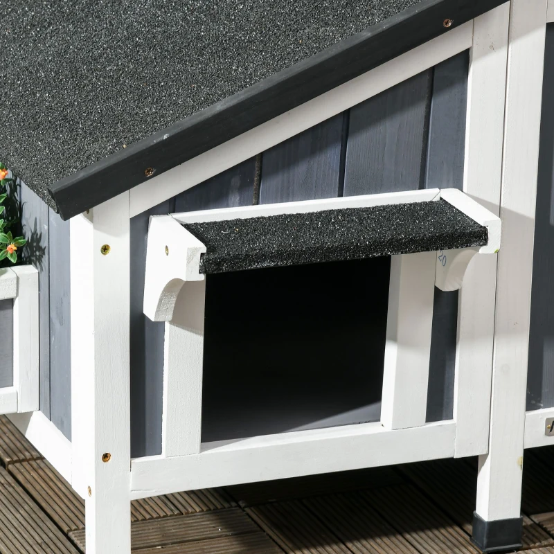 PawHut kattenhuis, dennenhout, kattenhuis, kattengrot, huisje voor kleine dieren, buiten(m-11)