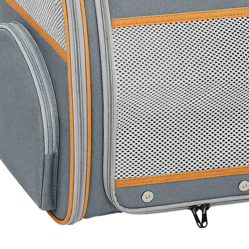 PawHut Pet Backpack Carrier, Foldable Pet Carrier Backpack for Mini Dogs Cats Up to 5 kg, with Mesh Window, Grey