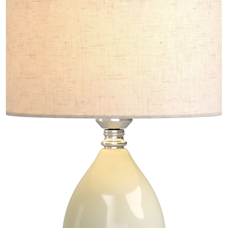 HOMCOM Tafellamp, vintage nachtkastlamp met keramische voet, linnen kap en E27-fitting