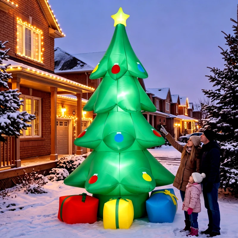 Outsunny Aufblasbarer Weihnachtsbaum 300 cm mit RGB-Stern LED-Licht, Geschenkboxen, XXL  IP44 Wasserdicht für Weihnachtsfeiern