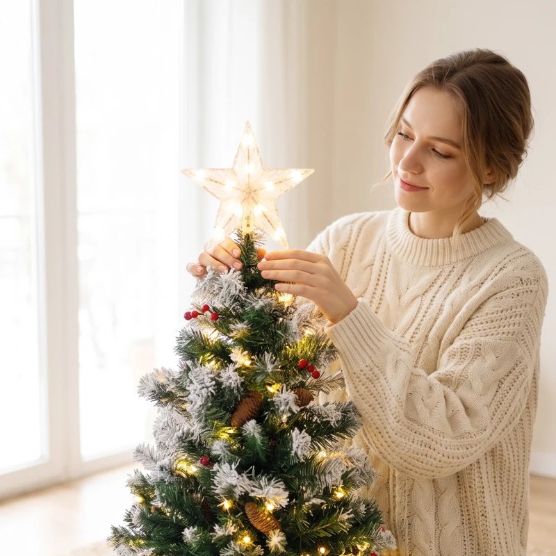 HOMCOM Sapin de Noël Artificiel Lumineux et Enneigé 120cm, Arbre de Noël, Télécommande, 11 Modes d'Éclairage, 150 LED, Vert