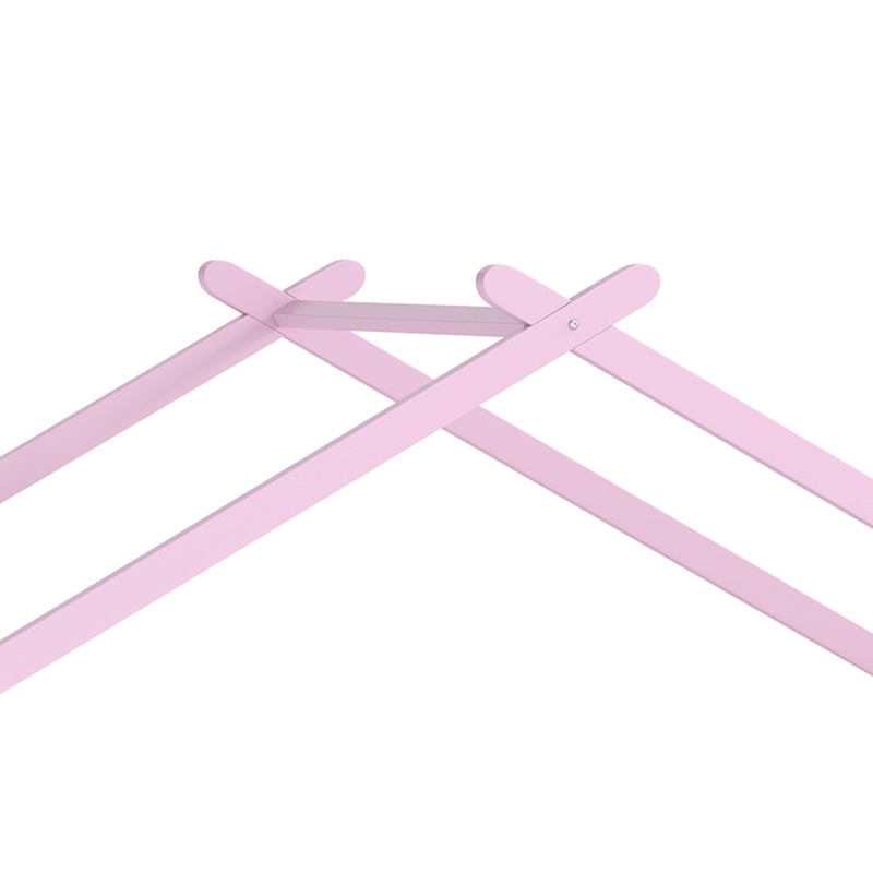 AIYAPLAY Wooden Kids House Single Bed Frame, Solid Pine Wood Toddler Bed with Dual Guardrails for Children, Boys, Girls, Pink