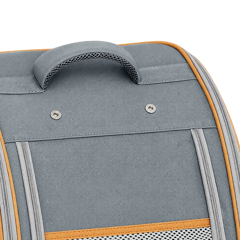 PawHut Pet Backpack Carrier, Foldable Pet Carrier Backpack for Mini Dogs Cats Up to 5 kg, with Mesh Window, Grey