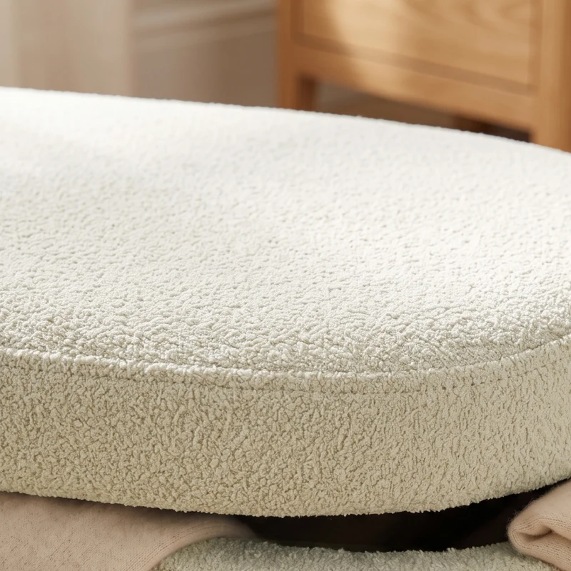 HOMCOM Banc Banquette, Bout de Lit, Coffre de Rangement 2 en 1 en Tissu avec Pieds en Bois, 110L x 40P x 43H cm, Crème