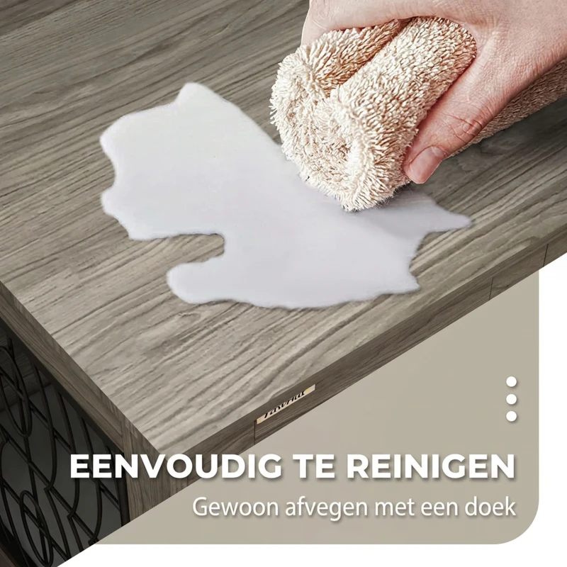 PawHut Hondenkooi met Ligkussen, tot 20kg/50cm Lichaamslengte, Metaal, 80x56x63cm, Grijs/Houtdecor(m-8)