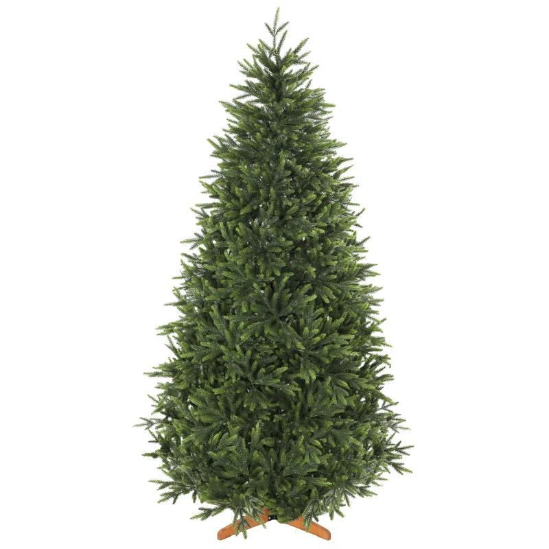 HOMCOM Brad artificial de Crăciun 180 cm, aspect realist și bogat, 732 ramuri din PE ignifug, bază pliabilă din lemn, verde