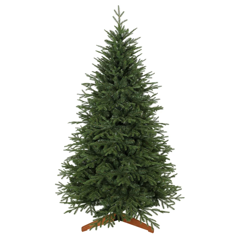 HOMCOM Sapin de Noël Artificiel 180 cm, Arbre de Noël, 2081 Branches Articulées en PE et PVC Ignifuge, Support en Bois Robuste