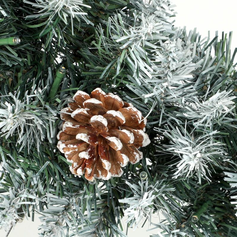 HOMCOM Verlichte kerstkrans 60 cm met 50 leds, dennenappels en sneeuwlook voor kerst en voordeur