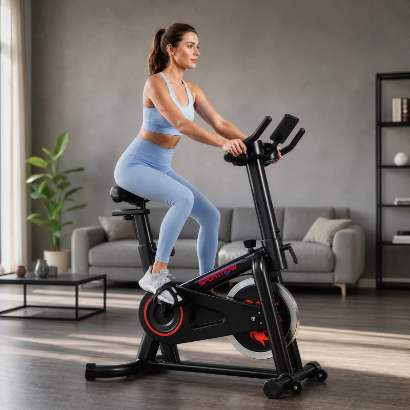 SPORTNOW Cyclette Professionale con Sella Regolabile, Volano 6kg, Nero