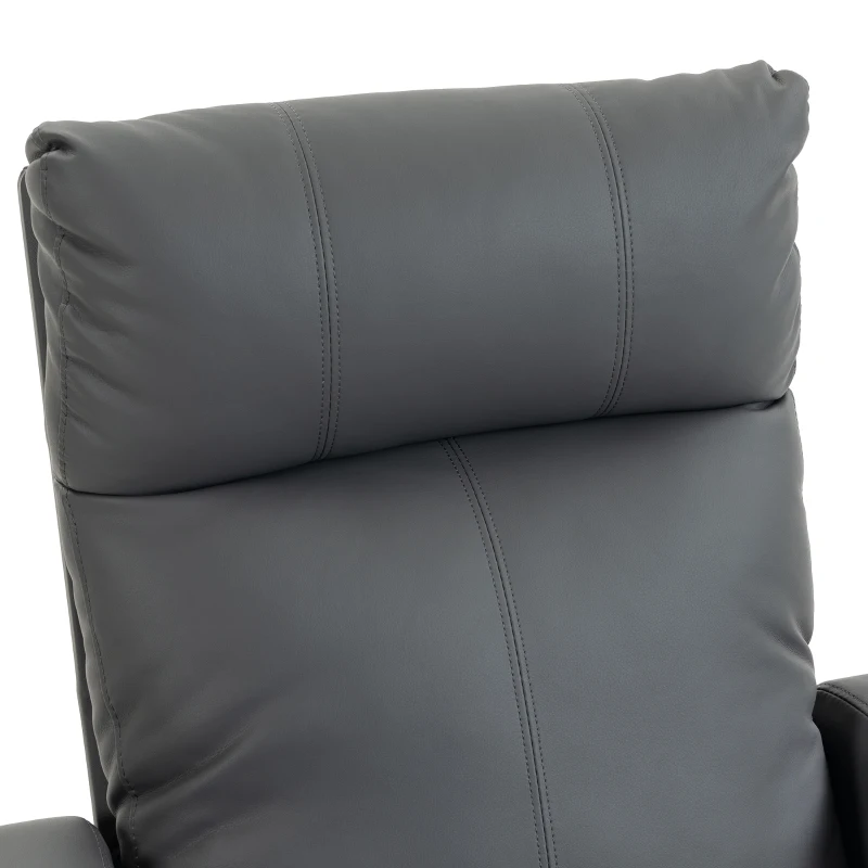 HOMCOM Relaxfauteuil met push-back ligfunctie en voetensteun, tv-fauteuil van PU-leer, grijs