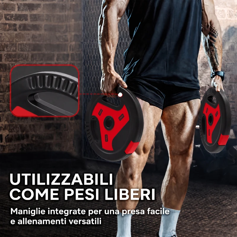 SPORTNOW Dischi Pesi Palestra, Set 4 Pezzi, 25kg, Foro 2.5cm, Nero