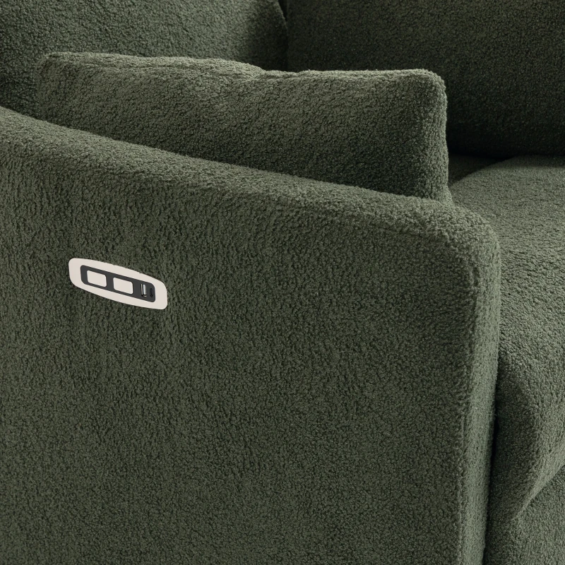 HOMCOM Sta-op-stoel met massage en warmte, elektrische relaxstoel van teddyfleece voor senioren, donkergroen