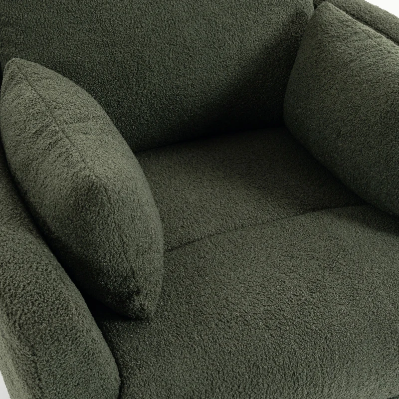 HOMCOM Fauteuil Releveur Électrique Massage Vibration et Chaleur en Peluche Teddy, Dossier Inclinable, 83x94,5x102cm Vert Foncé