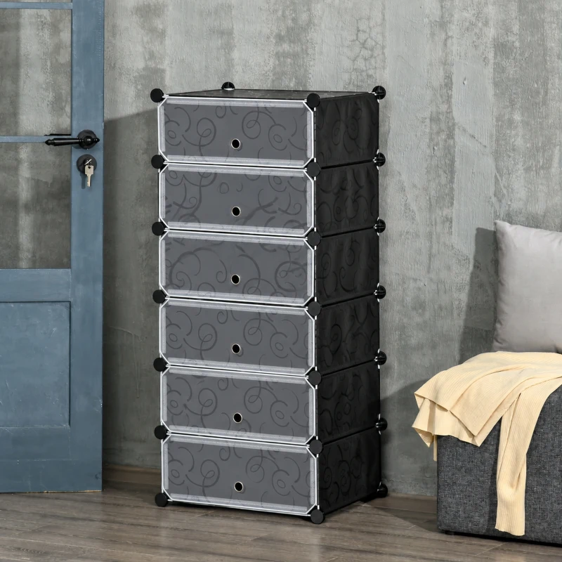 HOMCOM Meuble de rangement à chaussures modulable 6 cubes rectangulaires empilables - noir