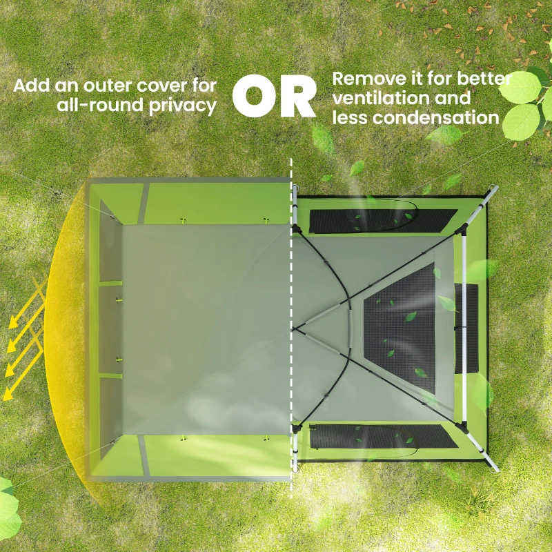 Outsunny Tunnel Tent Camping Shelter w/ Porch, Two Rooms, Lamp Hook, Portable Carry Bag