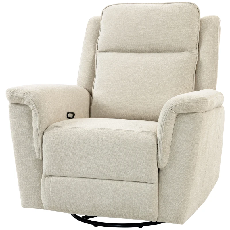 HOMCOM Fauteuil relax inclinable avec fonction bascule, fauteuil TV avec repose-pieds, blanc crème