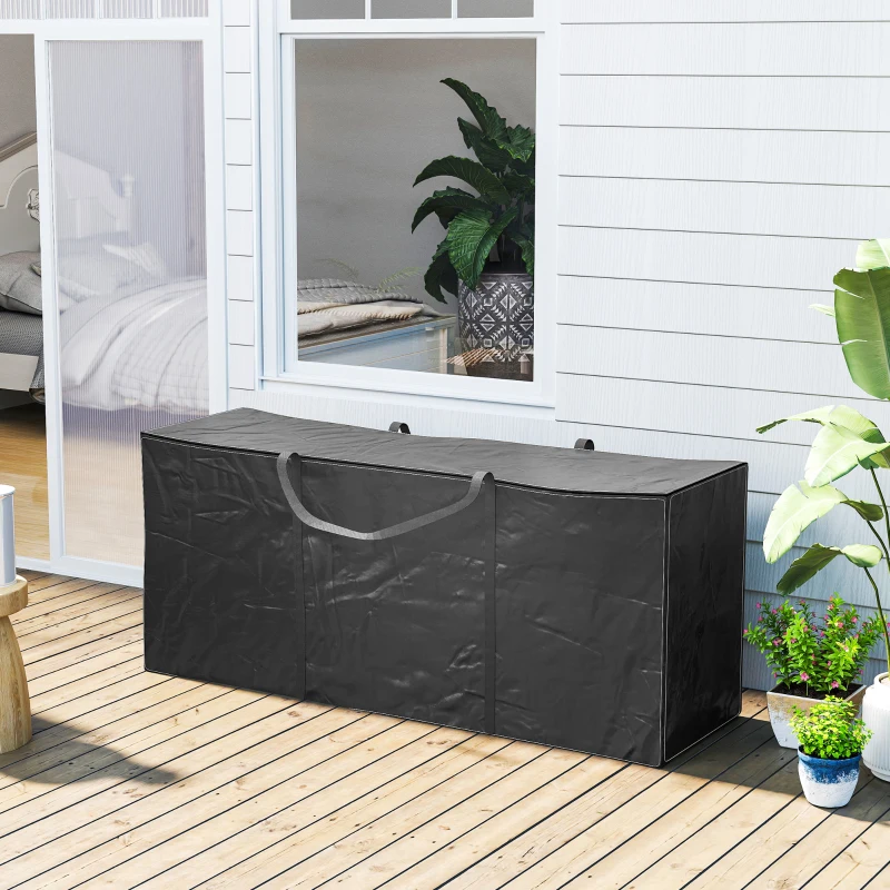 Outsunny Sac de rangement pour coussin de jardin housse de coussin d'extérieur tissu Oxford avec poignées 175 x 55 x 75 cm noir