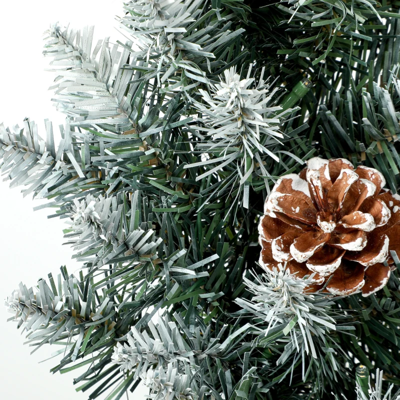 HOMCOM Verlichte kerstkrans 60 cm met 50 leds, dennenappels en sneeuwlook voor kerst en voordeur