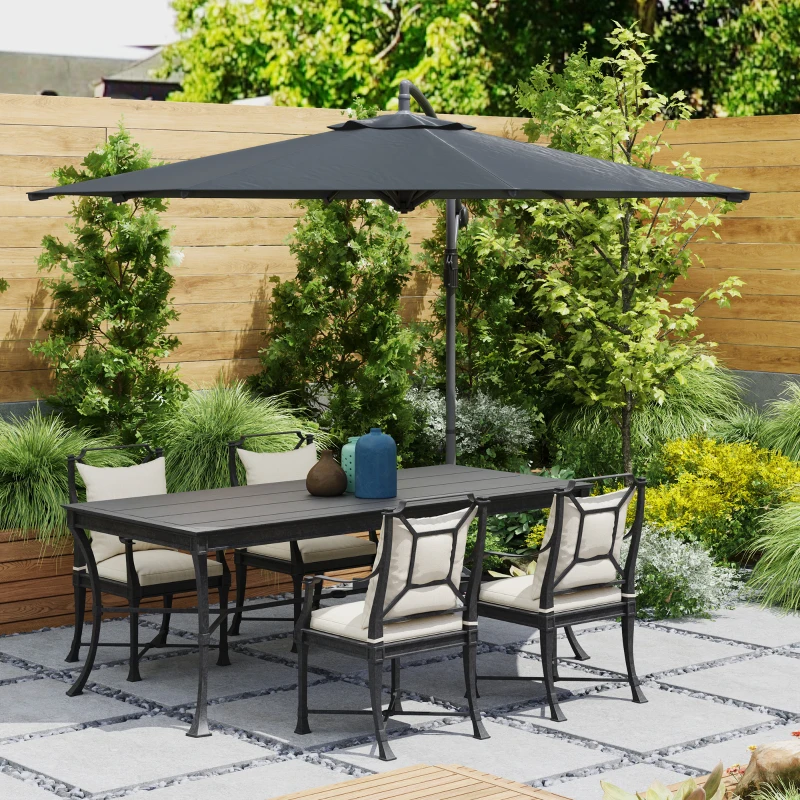Outsunny Parasol déporté octogonal rabattable diamètre 3 m parasol de jardin avec pied en croix noir