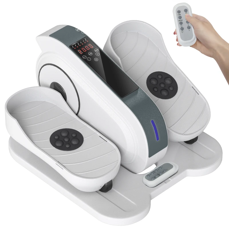 SPORTNOW Sitzpedaltrainer, Mini-Ellipsen-Trainer mit LCD-Monitor, Fernbedienung, 10 einstellbare Geschwindigkeitsstufen, Weiß(m-12)