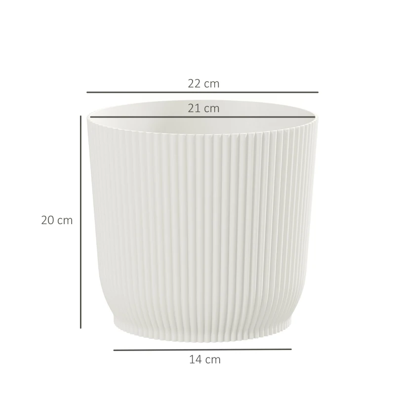 Outsunny Set of Three Ф22cm Planters - White