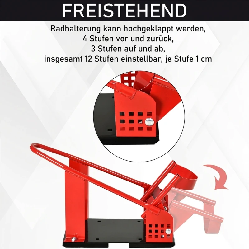 HOMCOM Motorstandaard voor 80-155 mm Voorwiel, Verstelbare Wielklem met 12 Standen en Voorgeboorde Gaten, tot 450 kg