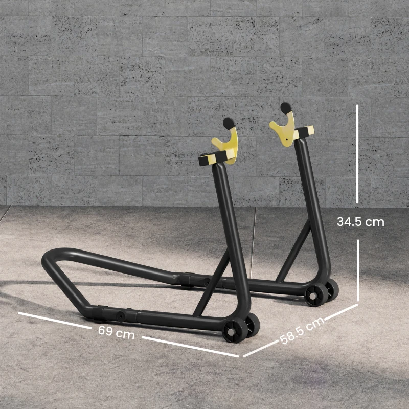 HOMCOM Cavalet Elevant Universal Suport Roată Spate Moto din Oțel Robust Capacitate 544 kg cu Furci U și L Reglabile