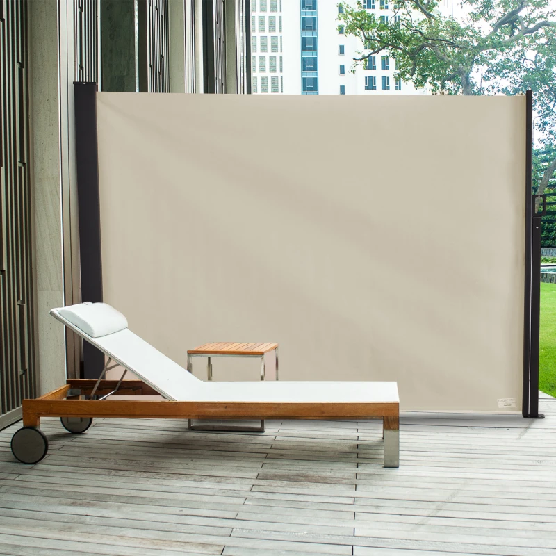 Outsunny Store latéral brise-vue rétractable 350 x 180 cm en aluminium protection solaire pour balcon, jardin, terrasse, beige
