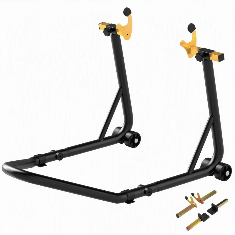 HOMCOM Cavalet Elevant Universal Suport Roată Spate Moto din Oțel Robust Capacitate 544 kg cu Furci U și L Reglabile