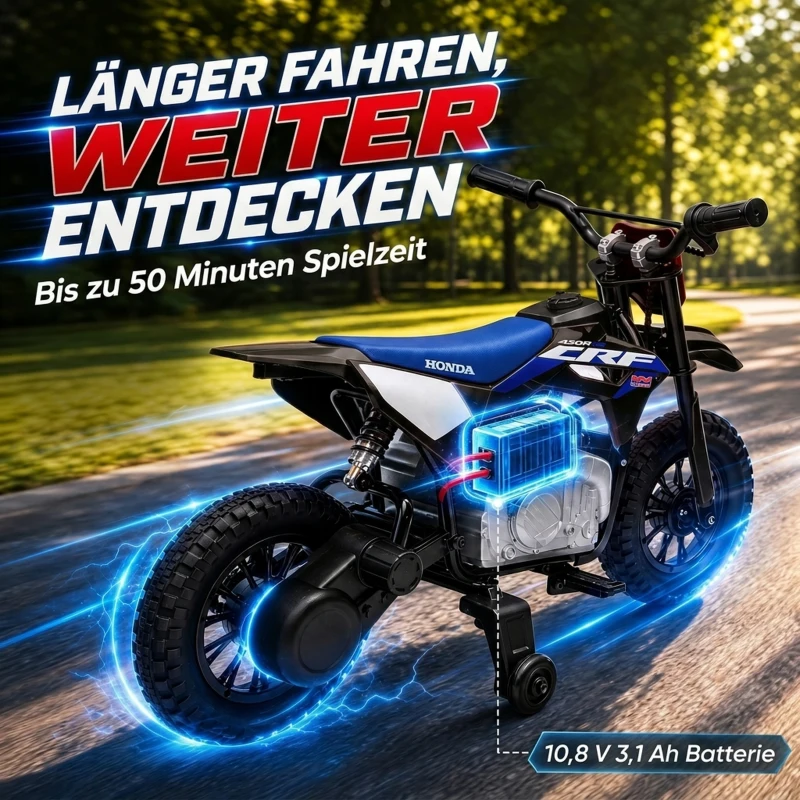 AIYAPLAY Elektro Motorrad Kinder HONDA CRF 450R 12V Kinder Motocross mit 35W Motor Lithium Akku Hinterradfederung 12 Zoll Rädern